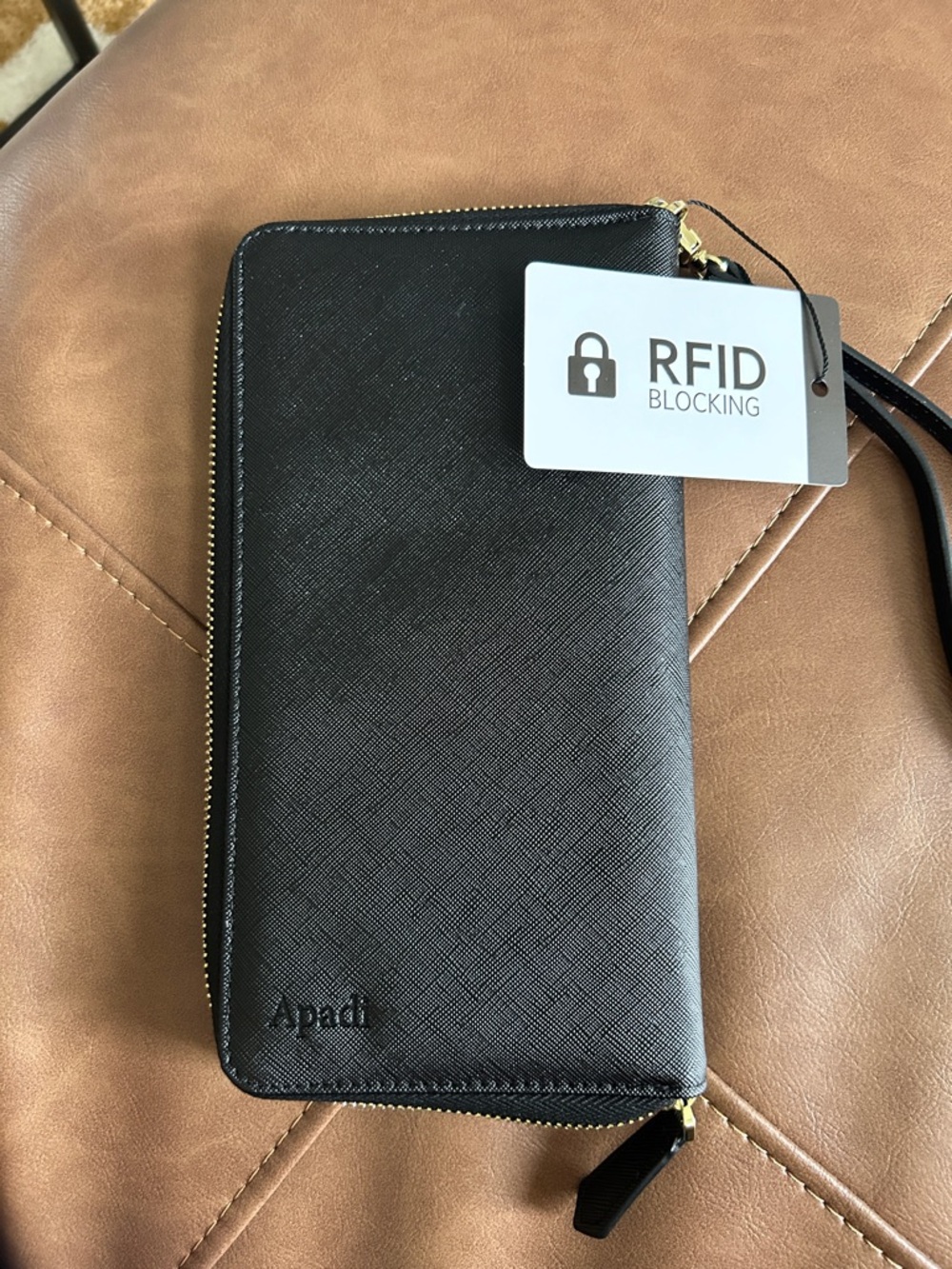 Apadi Black RFID Blocking Zip-Around Wallet Wristlet